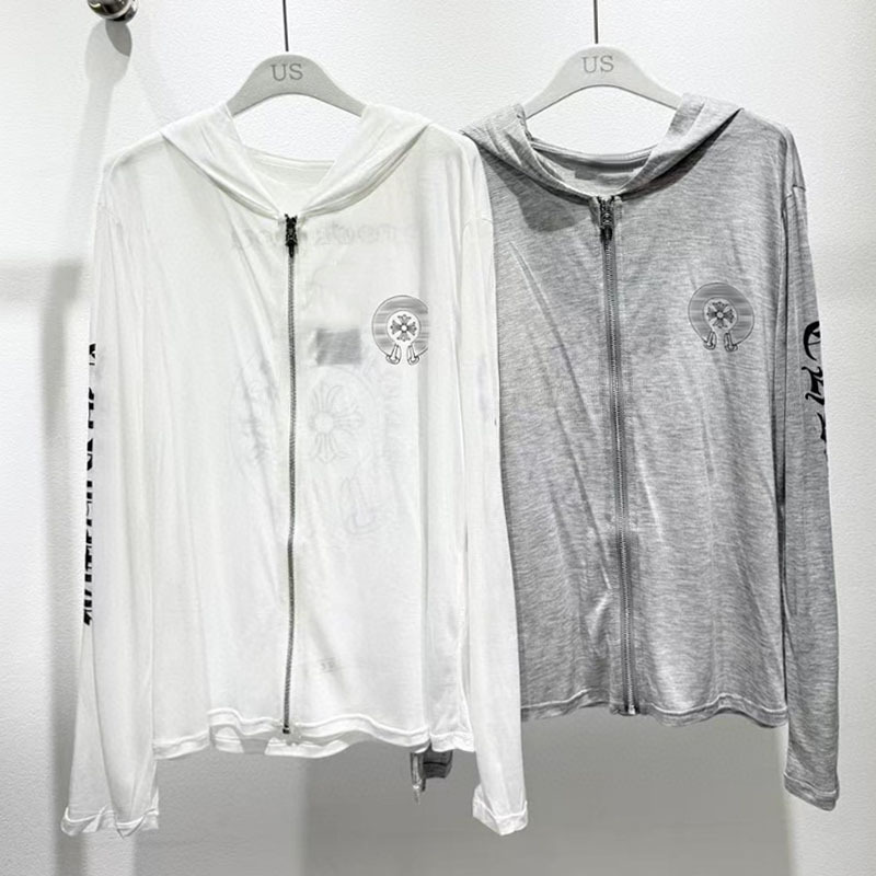 [in Stock] Niche 2025 Autumn New Gray Cross Print Zipper Hooded Sweatshirt Jacket for Women