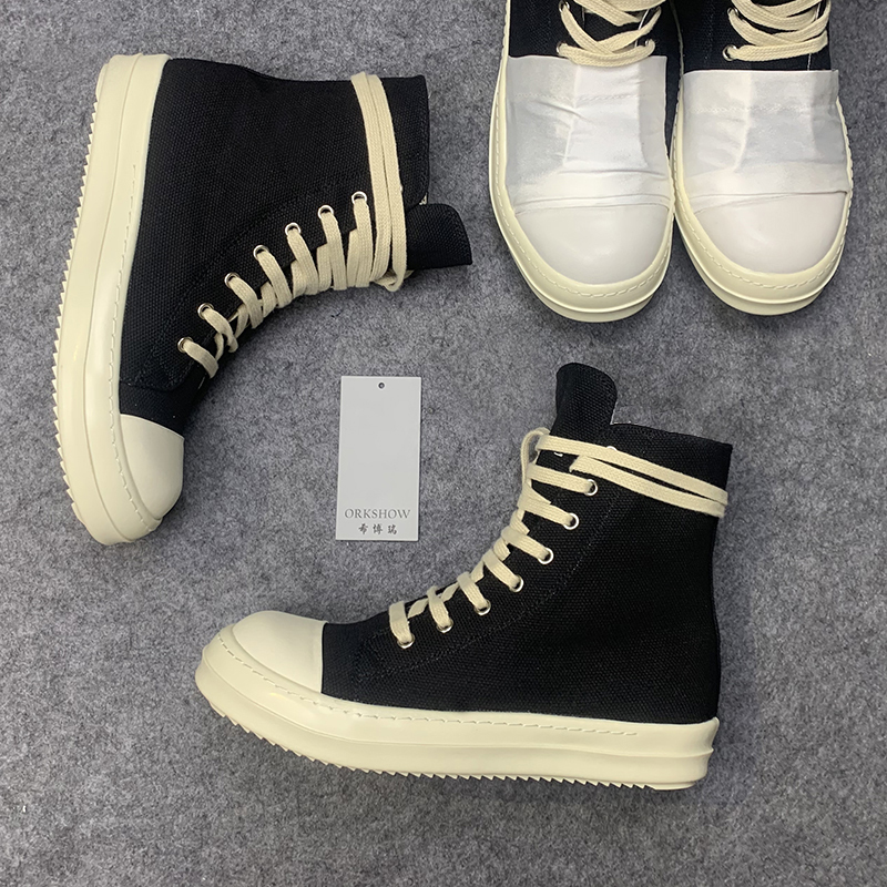 Men's High-Top Canvas Shoes 19Ss Thick-Soled Five-Pointed Star Couple Height-Increasing Sneakers Women's Double-Stitched Short Boots Milk-Scented High Street