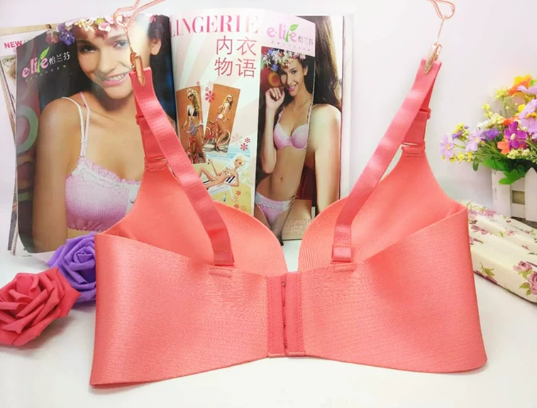 Mùa xuân và mùa hè mô hình tập hợp không có vòng ngực thép chải thoáng khí ngực nhỏ điều chỉnh gợi cảm loại một mảnh đồ lót liền mạch phụ nữ