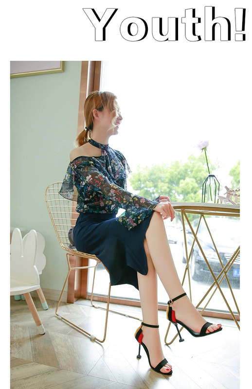 Phiên bản Hàn Quốc mùa hè 2018 mới sandal cao gót đẹp với hở ngón từ khóa màu phù hợp với nữ cao gót nữ sinh viên đại học