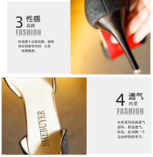 Giày cao gót nữ Baotou mùa hè 2018 hè mới đính cườm mũi nhọn nữ với giày đế xuồng Hàn Quốc giày dép nữ