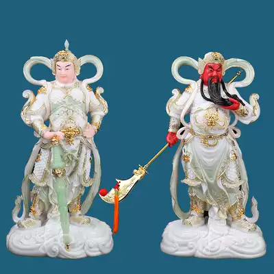 Guandao Garan Wei Tuo Bodhisattva Guan Gong Wei Tuo hair care white marble craft gifts decoration Buddha statue living room desktop Chinese ornaments