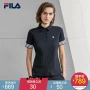 FILA Fila Official Women Short POLO2019 Mùa xuân mới Thể thao Casual Đan ngắn tay áo Polo - Áo polo thể thao áo polo cao cấp