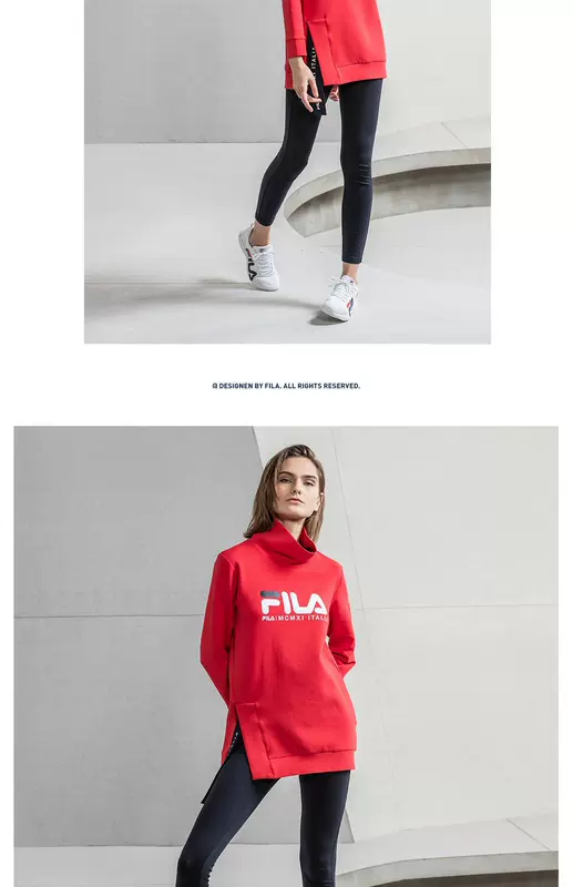 FILA Fila áo len nữ rộng rãi 2019 xuân mới thể thao giản dị áo thun thủy triều nhỏ cổ áo len cao cổ nữ - Thể thao lông cừu / jumper