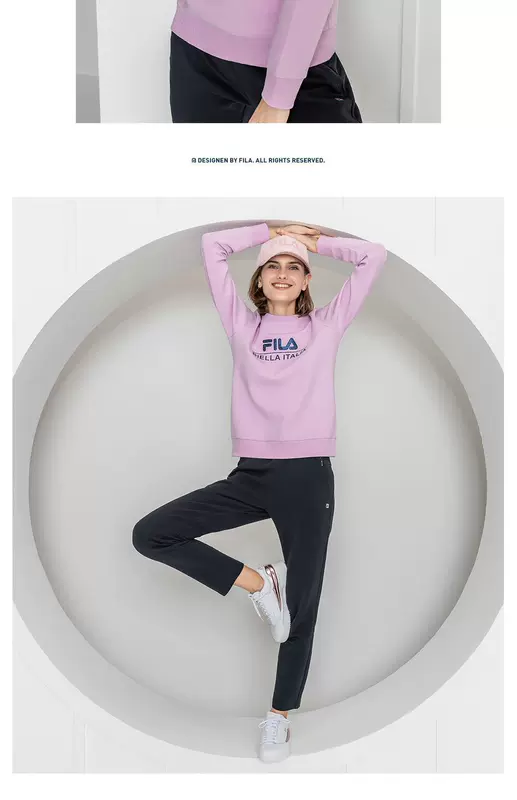 Áo len nữ chính hãng của Fila Fila 2019 Mùa xuân Thời trang mới LOGO In Áo len nữ mặc - Thể thao lông cừu / jumper áo hoodie tay phồng