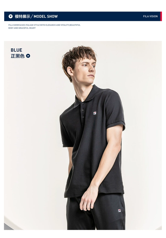 FILA Fila Áo sơ mi nam POLO chính thức 2019 Mùa xuân mới Thể thao thường xuyên đan áo ngắn tay nam - Áo polo thể thao
