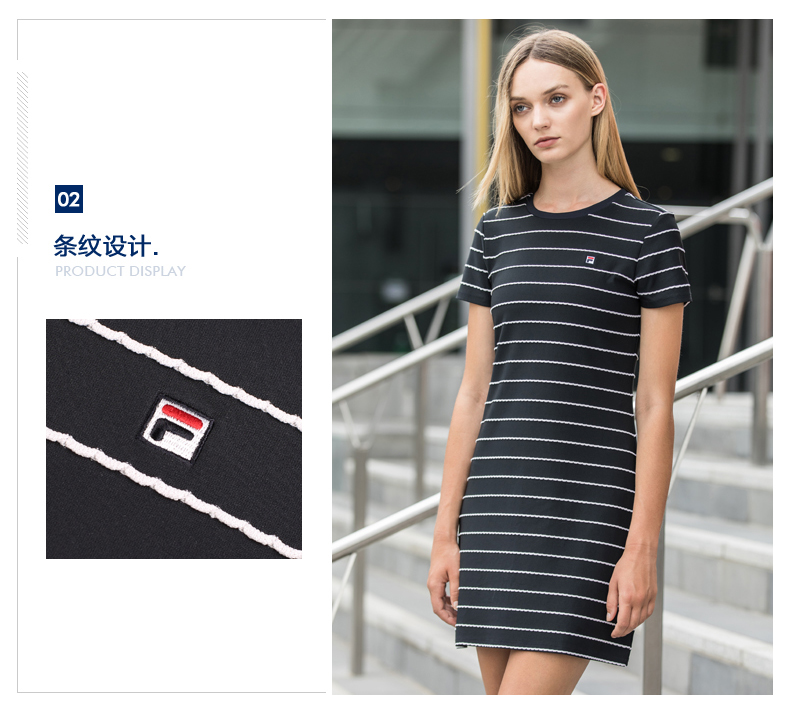 FILA Fila cao vòng thể thao váy 2018 mùa hè mới sọc thời trang thanh lịch váy dài áo khoác the thao nữ adidas