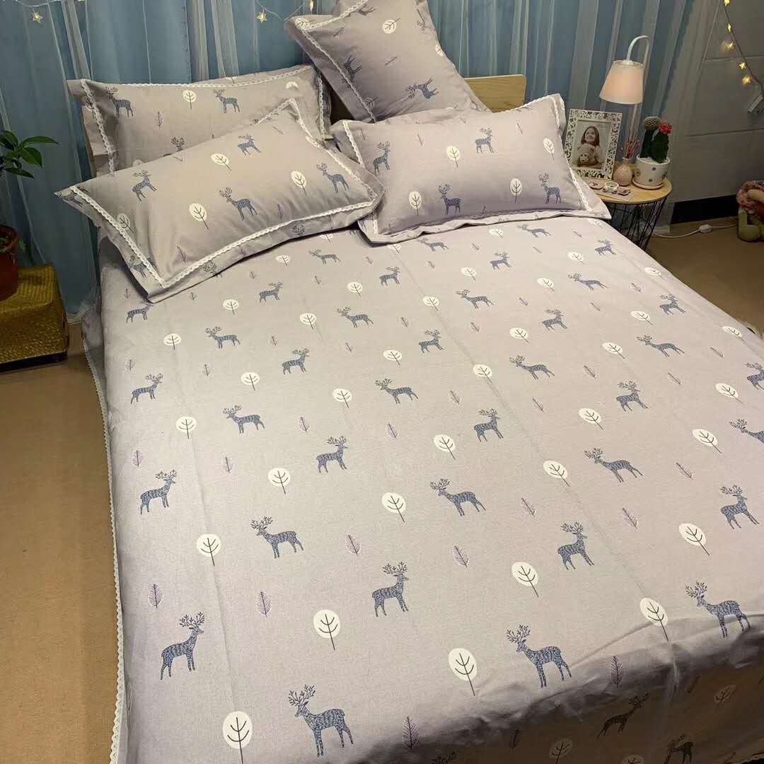 Bông vải thô cũ ba mảnh 100% cotton và vải lanh dày mã hóa mat mềm mat ba mảnh 1.51.8 giường - Khăn trải giường ga giường cưới