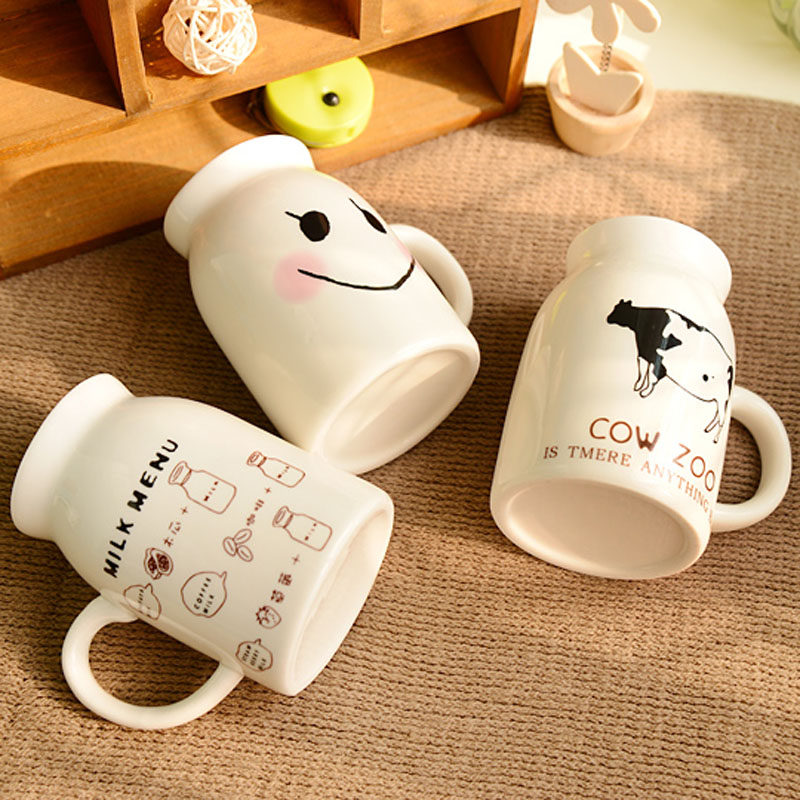 Retro - style lovely Mark cup Europe - US - minimal creative couple coffee cup milk ceramic cup breakfast cup is faulty