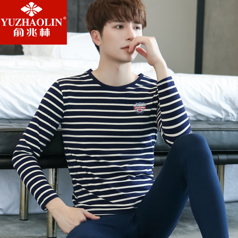 Autumn Clothes Sanitary Pants Suit Men's Thin section Young students Pure cotton Heating clothes Bottom Full Cotton Round Collar Cotton Sweater