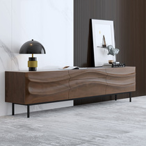 Nordic Italian style black TV cabinet tea table combination suit modern minimalist small family type living room TV cabinet ground cabinet