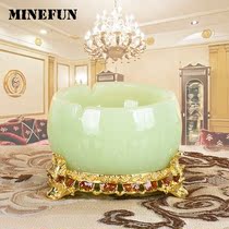 Creative Glazed Jade Ashtrays European-style Imitation Jade Smoke Cylinder Home Living Room Personality Trend Office Fashion Smoke Disc Gift
