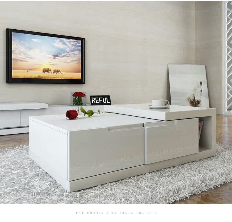 Quảng Đông TV tủ cà phê kết hợp bàn đặt hiện đại tối giản căn hộ nhỏ kính thiên văn sơn phòng khách bộ bàn ghế phòng ngủ