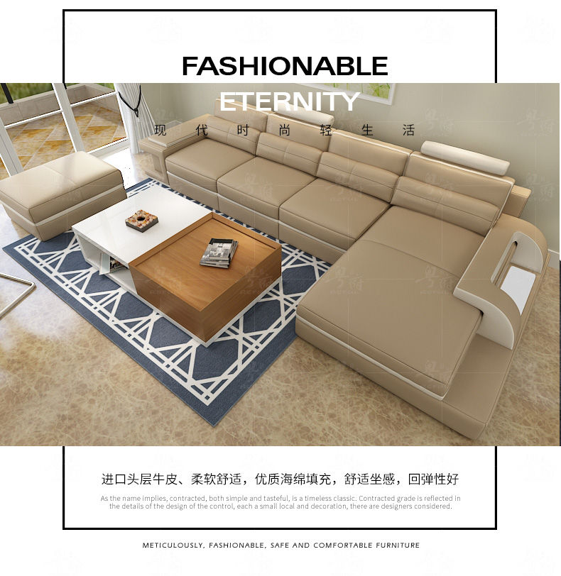 Yuefu Bộ bàn ghế phòng khách hiện đại tối giản Bộ bàn ghế sofa cà phê Tủ kết hợp tủ quần áo toàn bộ bộ ghế sofa da ghế sofa hiện đại