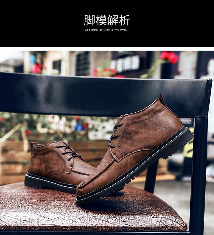 Giày nam Giày thủy triều mùa đông Giày nam Martin xu hướng giày cao hoang dã trong giày cotton ấm áp giản dị và cashmere giày the thao nam hàng hiệu