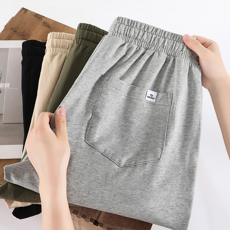 Straight-Leg Pants for Men, Summer Loose Casual Sports Pants, Summer Elastic Waist Thin Long Pants, Men's Light Gray Sweatpants