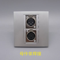 Silver gray 86 type 2 XLR panel double female XLR large three-core microphone socket KTV microphone wall socket