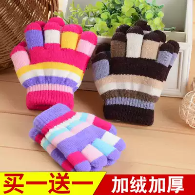 Baby gloves autumn and winter boys and girls thickened and velvet warm children's gloves five-finger children's baby gloves winter