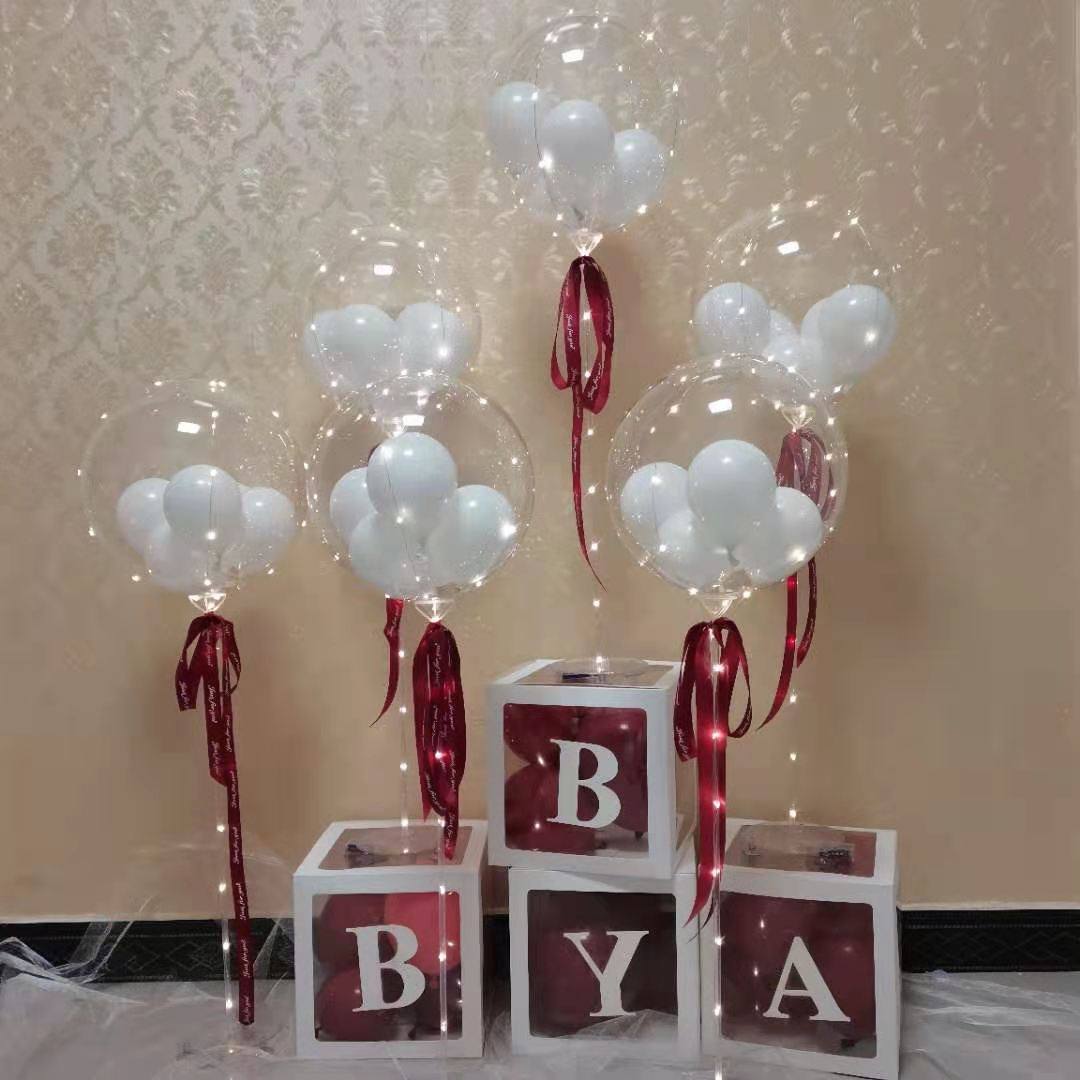 Net red Bobo ball column balloon birthday party decoration scene decoration with lights glowing romantic confession balloon