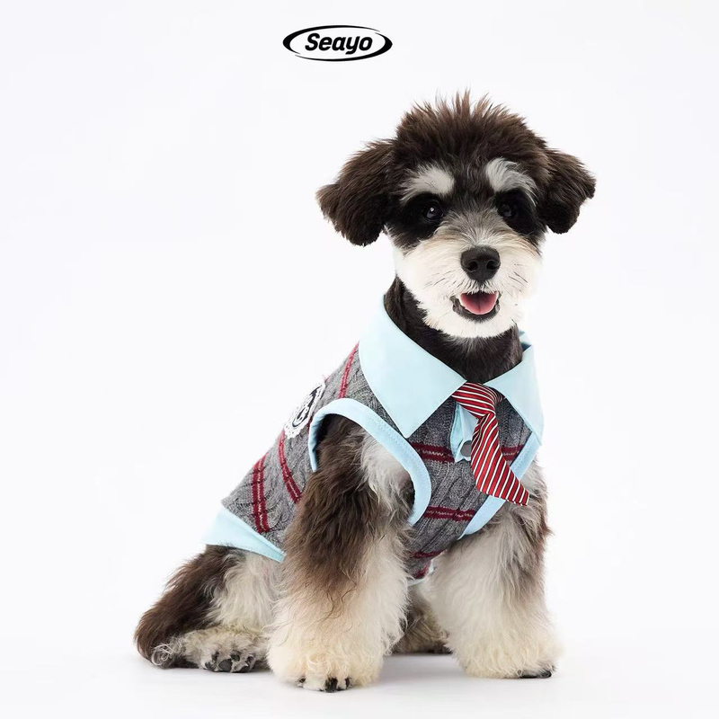 Seayopet Dog College Style Sweater Schnauzer West Highland Small Dog Autumn Tie Vest Pet Clothes