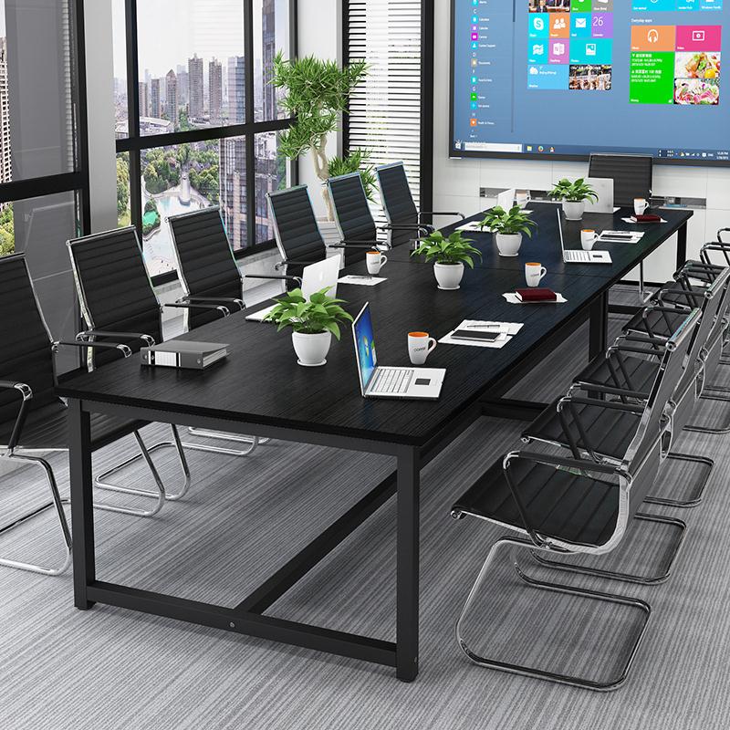 Simple small meeting table long table and chairs combination minimalist modern steel frame desk reception desk conference room training table