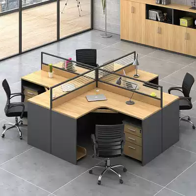 Screen desk staff employee computer desk and chair combination office 4 people 6 people cross-shaped partition Simple and modern