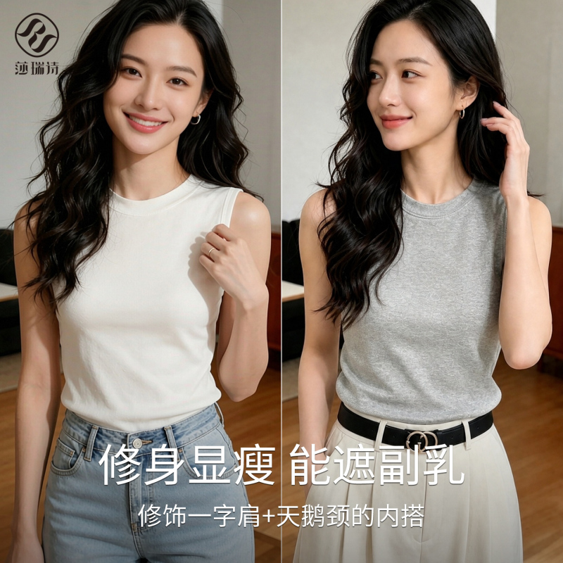 Sleeveless Racerback Tank Top for Women, 2026 New Style, Slim Fit, Round Neck, Conceals Side Breasts, Seamless Base Layer Top Sleeveless Racerback Tank Top for Women, 2026 New Style, Slim Fit, Round Neck, Conceals Side Breasts, Seamless Base Layer Top