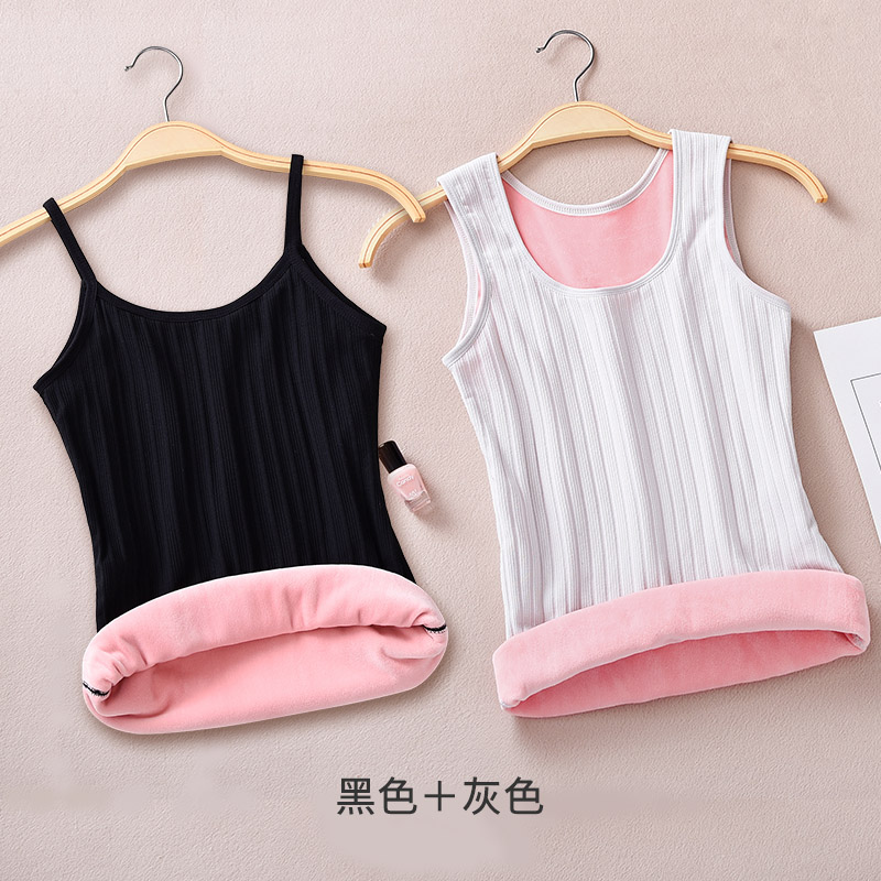 Ấm vest cô gái dày nhung mặc sling bông chặt chẽ bên trong sinh lạnh đang lớn mùa đông áo khoác đồ lót