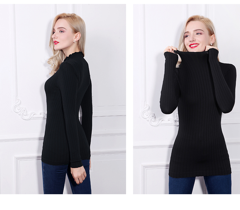 Áo sơ mi nữ đáy dài cổ cao bó sát bó sát phần mỏng cổ cao màu rắn Slim một mảnh ấm áp mùa thu mặc đồ lót ngọn quần áo giữ nhiệt nam uniqlo