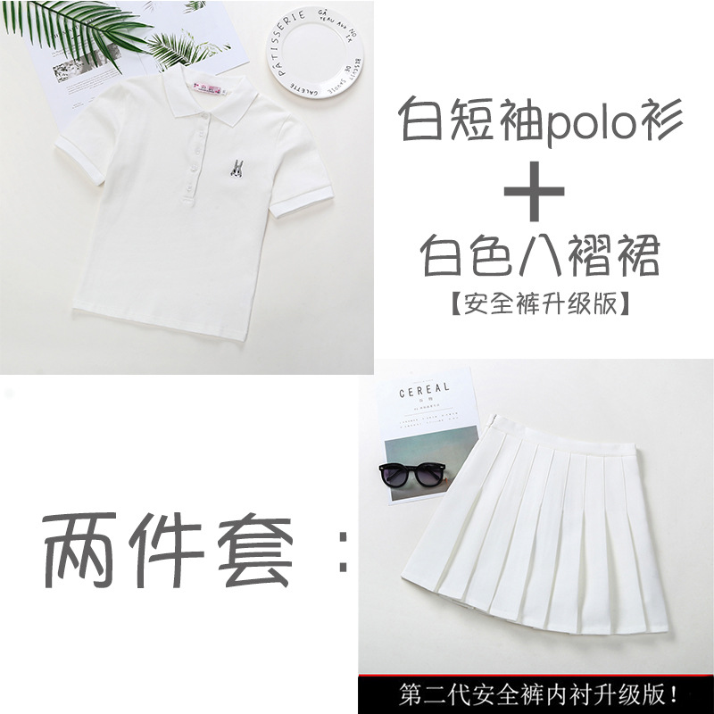 Trẻ em mặc mùa hè Hàn Quốc Màu sắc phù hợp với phong cách học viện Áo thun cổ tay màu xanh và áo sơ mi ngắn tay xếp ly Joker - Phù hợp với trẻ em áo trẻ em