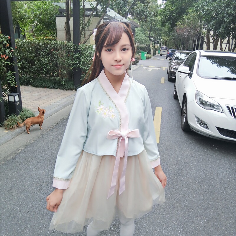 Doujiang Original Elegant Little Daisy Korean Dress, Modified Korean Traditional Clothing, Vintage Fresh and Sweet Dress Set