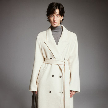 Retro mid-length double-sided lapel autumn and winter coat