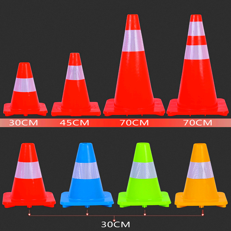 Quality Rubber 90cm Reflective Cone 70cmPVC Plastic Road Cone Red White Caution Cone Bucket Ice Cream Cylinder Barricade Cone