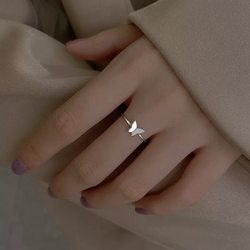 여자 925 스털링 실버 라이트 럭셔리 나비 반지