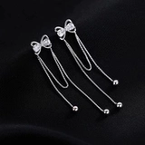 Изысканные серьги с бантиком с кисточками, серебро 925 пробы, 2023, легкий роскошный стиль