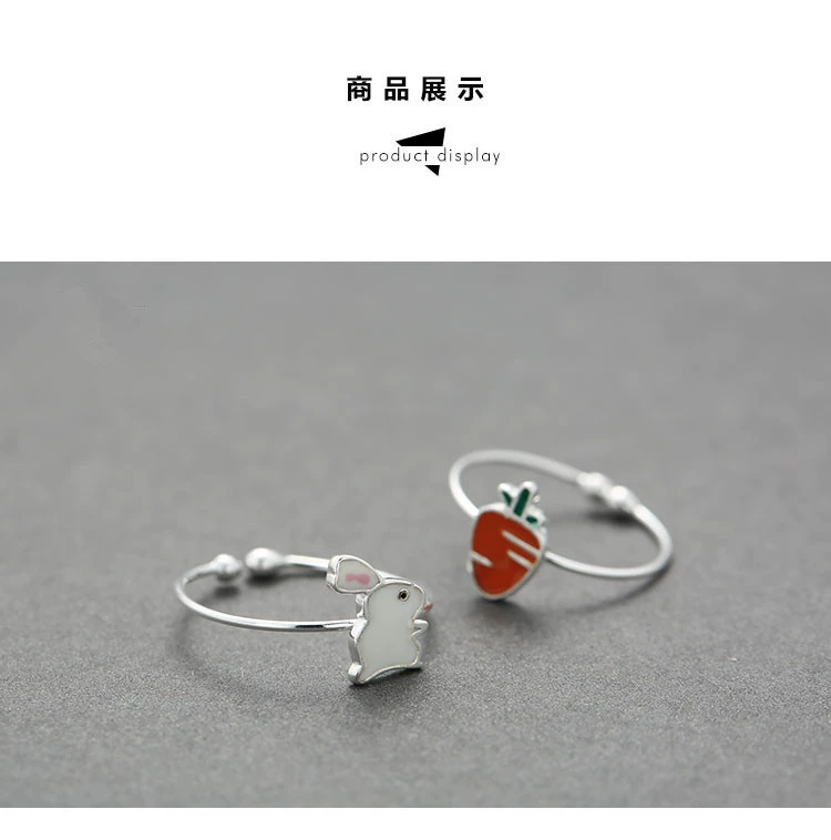 925 sterling silver ring thỏ củ cải dễ thương vòng bạn gái đơn giản xu hướng vài món quà nhẫn cartier