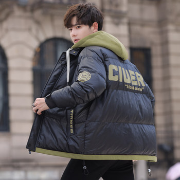 Winter Fake Two-Piece down Jacket for Boys, Junior High School Students, Thickened Cotton Coat, Teenagers, Older Children, Winter Cotton-Padded Jacket