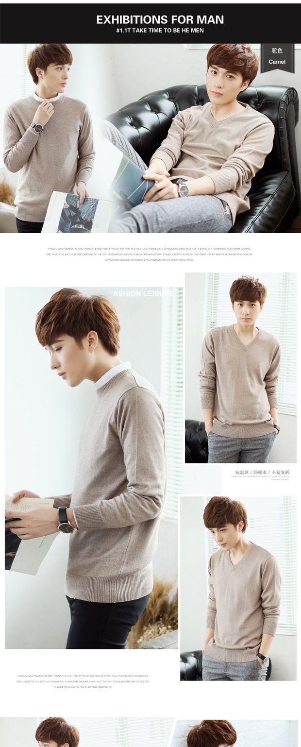 Mùa thu và mùa đông áo len cổ chữ V cho nam áo len cashmere đầu rắn màu lỏng lẻo chạm đáy áo len rộng kích thước dày áo len nam shop thời trang nam