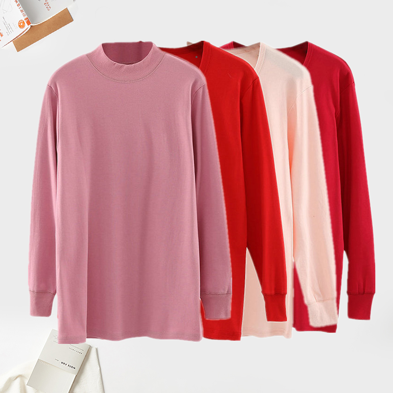 Autumn and winter in the elderly cotton autumn clothes for women large size round neck high collar cotton long sleeve loose base single piece mom