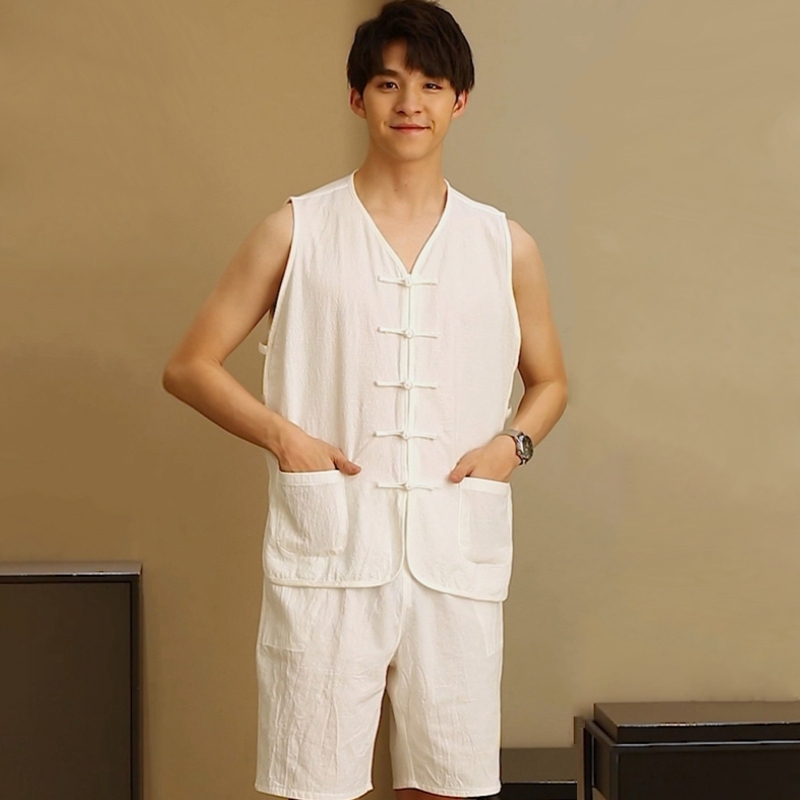 Summer Chinese-Style Vest Men's Suit Tang Suit Jacket Middle-Aged and Elderly Old Beijing Undershirt Retro Vintage Vest Cotton and Linen Sleeveless Jacket Summer Chinese-Style Vest Men's Suit Tang Suit Jacket Middle-Aged and Elderly Old Beijing Undershirt Retro Vintage Vest Cotton and Linen Sleeveless Jacket