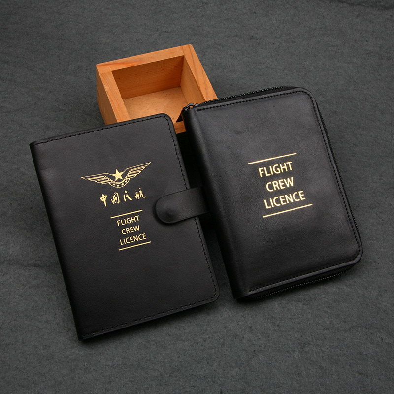 Caac China Civil Aviation Multifunctional License Holder High-End First-Layer Cowhide Passport Holder Special Leather Document Holder for Crew
