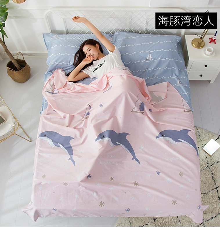 Túi ngủ bẩn khi đi công tác, ở khách sạn, người lớn, ga trải giường, đôi siêu nhẹ cầm tay, vỏ chống bẩn không bông - Túi ngủ