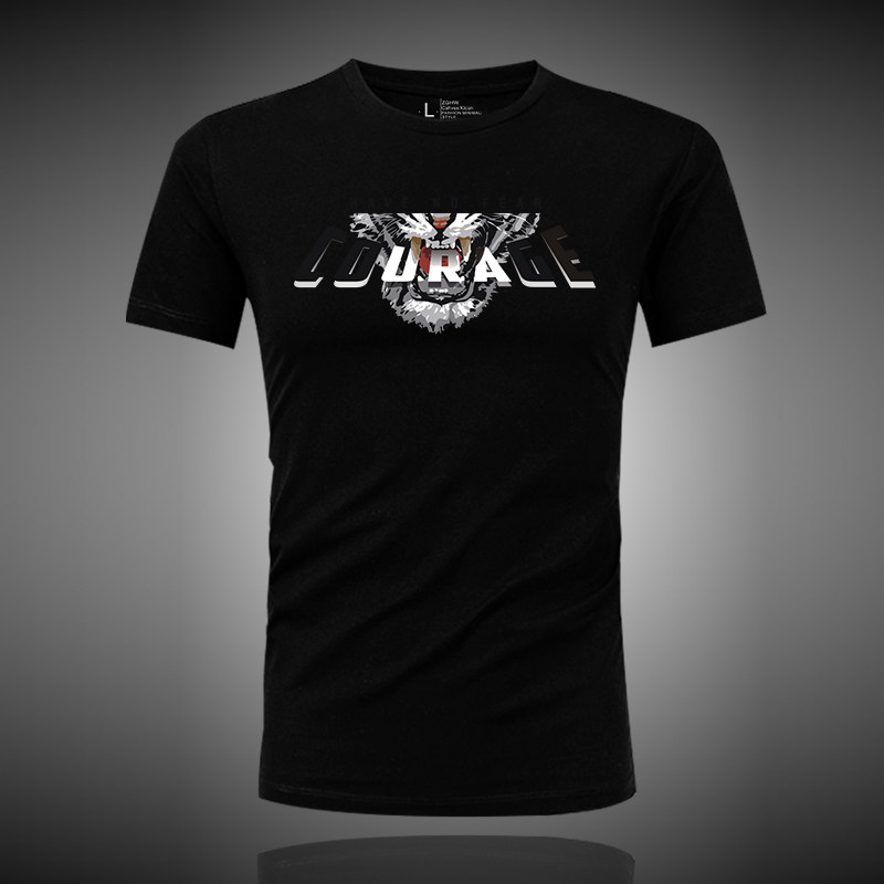 CaltoKrosa~black short sleeve t shirt tiger tiger printed a fine collar thin summer coat