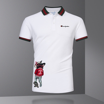 CaltoKrosa~light luxury tide brand polo shirt male astronaut short-sleeved t-shirt large size casual half-sleeved lapel T-shirt
