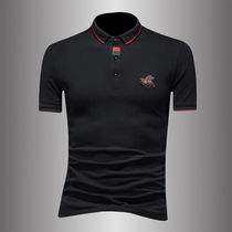 CaltoKrosa~European Station Summer Fashion Brand Embroidered Short-sleeved POLO Shirt Mens Piqué Cotton Slim Lapel T-Shirt