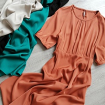 2021 summer new solid color mulberry silk stretch double Joe silk skirt air quality slim short sleeve silk dress