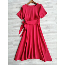 40 Mumm heavy crepe silk fake two slim short sleeve silk dress 2021 summer solid color mulberry silk dress