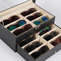 Glasses case Leather black mens and womens sunglasses sunglasses jewelry storage box Counter props display box creative multi-layer