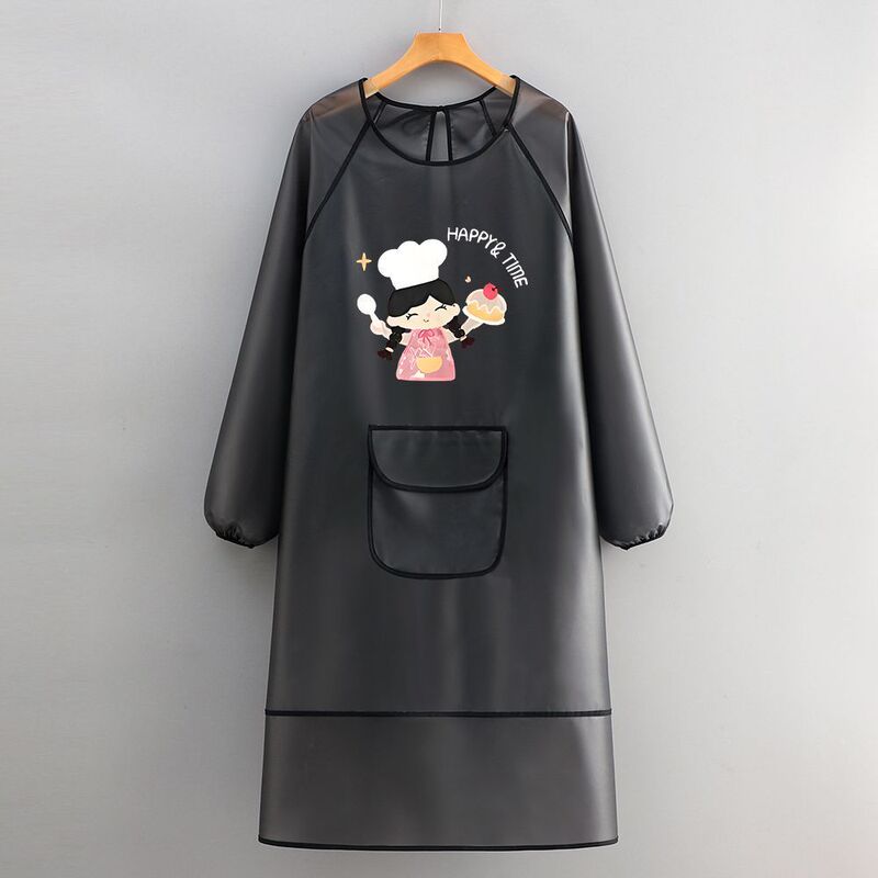 Tpu No-Wash New Style Long-Sleeved Waterproof Apron, Oil-Proof Cooking Fashion Coverall, Kitchen Home Work Clothes