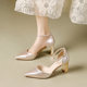 Banquet Wedding High Heels Women's 2025 New Medium Heel Pointed Toe Fairy Style Bridesmaid Summer Fashion Temperament Sandals